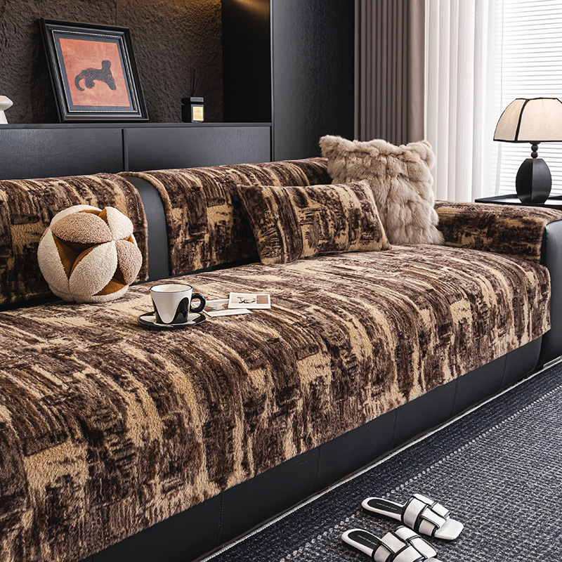 Podmetač za kauč od velura s krznenom zeca, skandinavski stil, geometrijski uzorak, za modularne sofe