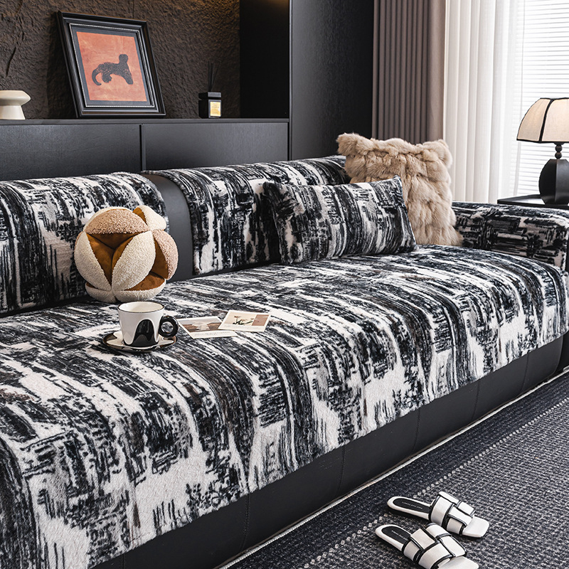 Podmetač za kauč od velura s krznenom zeca, skandinavski stil, geometrijski uzorak, za modularne sofe