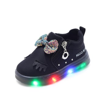 Încălțăminte luminoasă pentru copii, partea superioară din piele artificială, talpă PVC, fermoar lateral, model desen animat