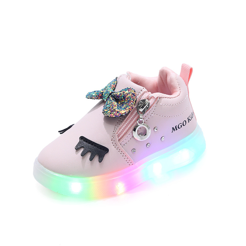 Djevojčice svjetleće tenisice 1-6 godina, gornji dio od umjetne kože, potplat PVC, bočni zatvarač