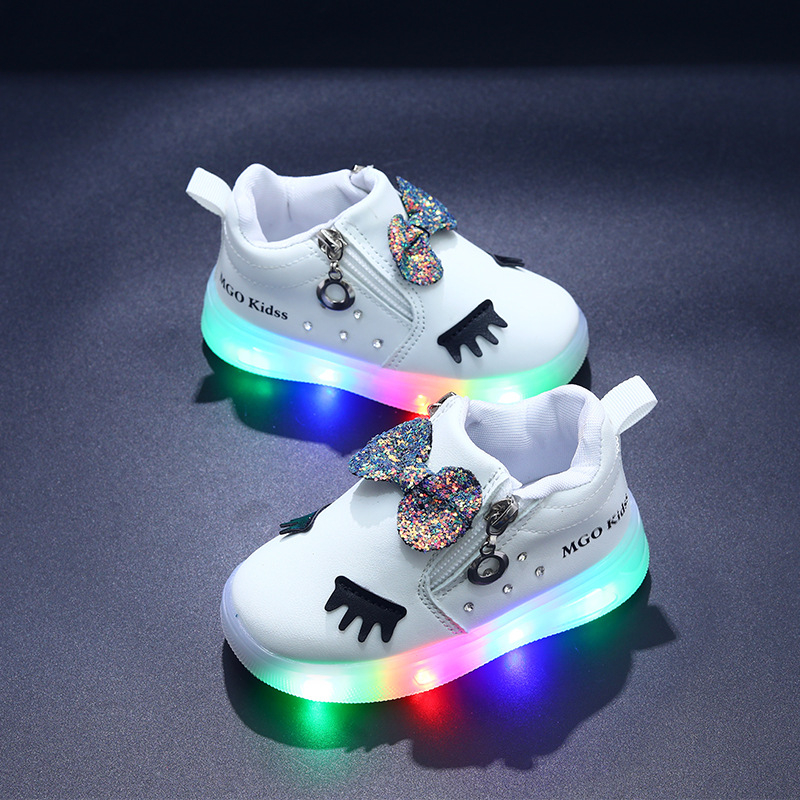 Djevojčice svjetleće tenisice 1-6 godina, gornji dio od umjetne kože, potplat PVC, bočni zatvarač