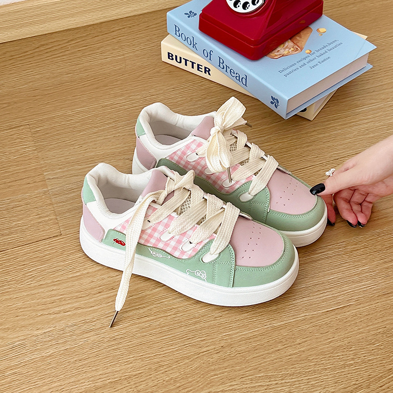 Ženske tenisice Color-Blocking, okrugli vrh, PU gornji dio, gumeni potplat, vezanje