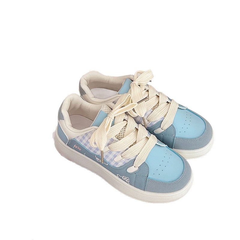 Ženske tenisice Color-Blocking, okrugli vrh, PU gornji dio, gumeni potplat, vezanje