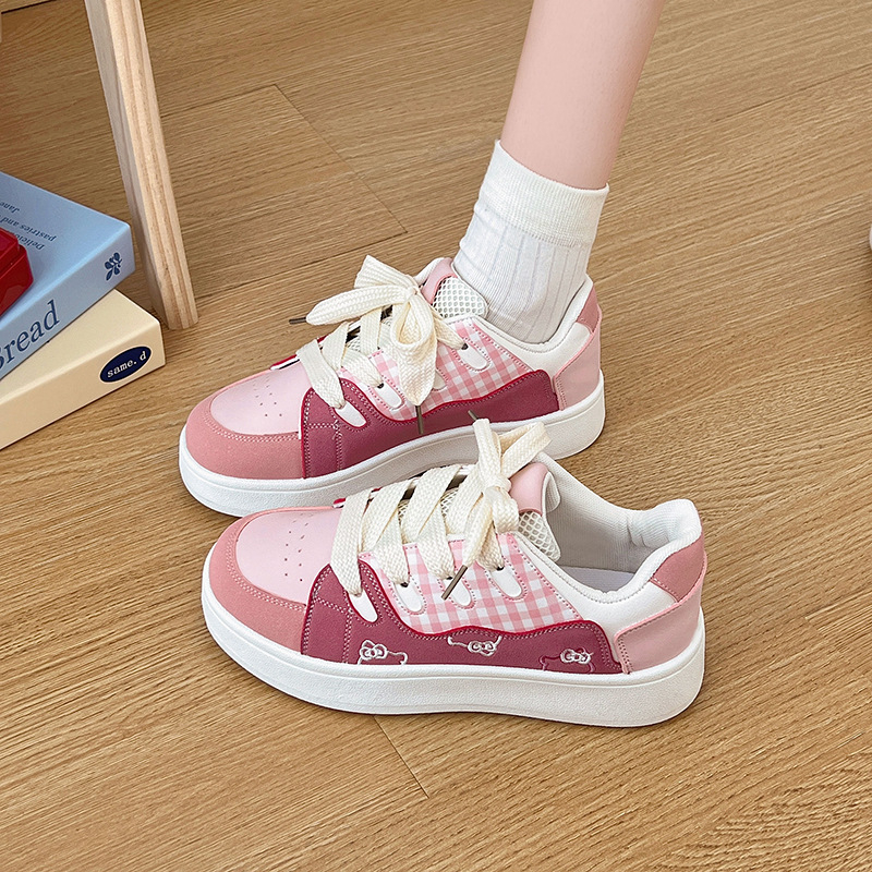 Ženske tenisice Color-Blocking, okrugli vrh, PU gornji dio, gumeni potplat, vezanje