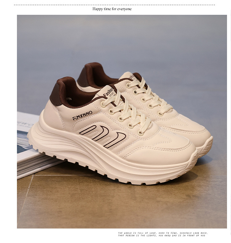 Ženske tenisice s povećanim visinom – PU gornji dio, okrugla nosnica, vezanje šnurkama, nizak rub, gumeni đon