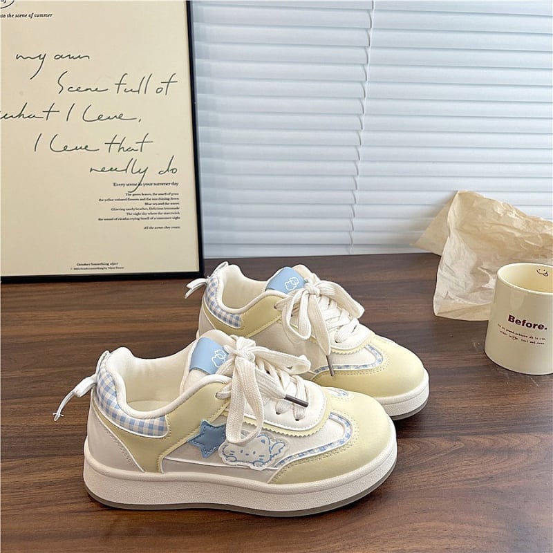 Dámske tenisky s mačacím vzorom, šnúrky — vrchný PU, podrážka z gumy, okrúhla špička, EVA výstelka, nízky strih