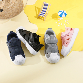 Detské priedušné plátenné tenisky s perforáciou – nízky horný diel, zložená podrážka, PU stielka, kórejský štýl