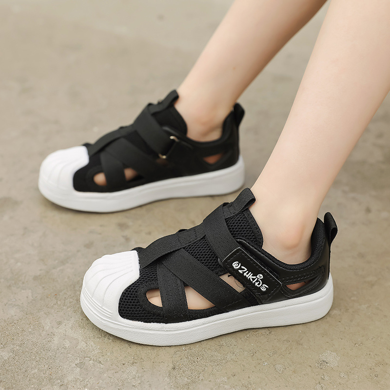 Detské priedušné plátenné tenisky s perforáciou – nízky horný diel, zložená podrážka, PU stielka, kórejský štýl