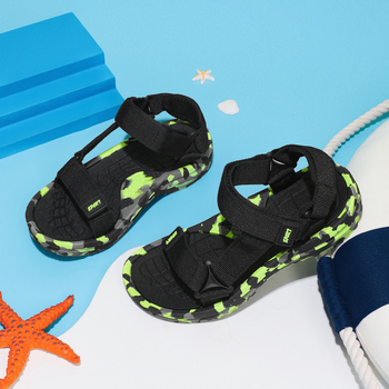 Fiúknak szánt kényelmes szandál, vászon felső rész, Velcro zárás, MD talp, mindennapi stílus