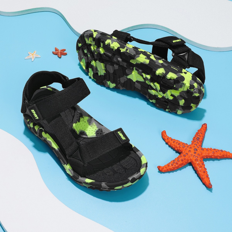 Fiúknak szánt kényelmes szandál, vászon felső rész, Velcro zárás, MD talp, mindennapi stílus