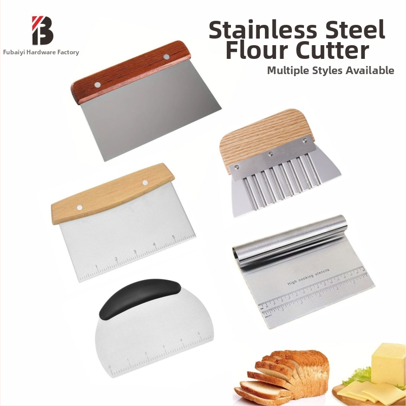 Nôž na cesto s drevenou rúčkou, škrabka na múku z 430 ocele, tlač loga, možnosť prispôsobenia