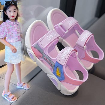 Lányoknak nyári Velcro papucs, hercegnő stílus, puha PVC talp, PVC felsőrész, kerek orr