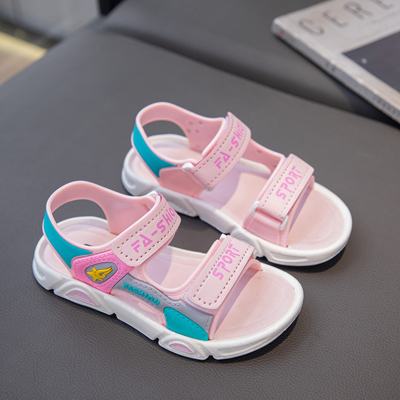 Lányoknak nyári Velcro papucs, hercegnő stílus, puha PVC talp, PVC felsőrész, kerek orr