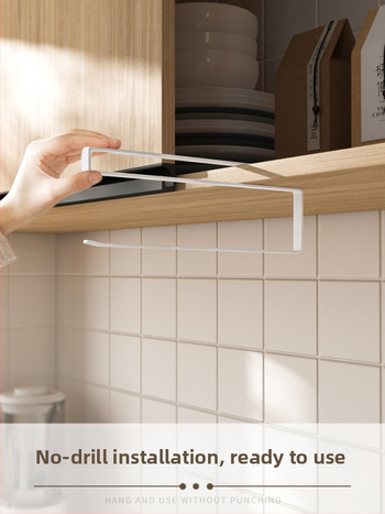 3YK Polica pod skrinkou na tašky pre čerstvosť, zavesený držiak na papier pod skriňou, montáž bez vŕtania, karbónová oceľ, japonský štýl, CE certifikát