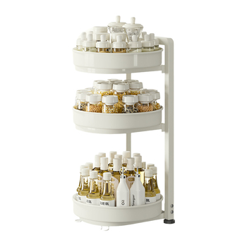 Въртяща се ъглова поставка за подправки в кухнята - въглеродна стомана, без монтаж, поставка върху плота за буркани, многофункционален организатор за подправки, модерен минималистичен дизайн