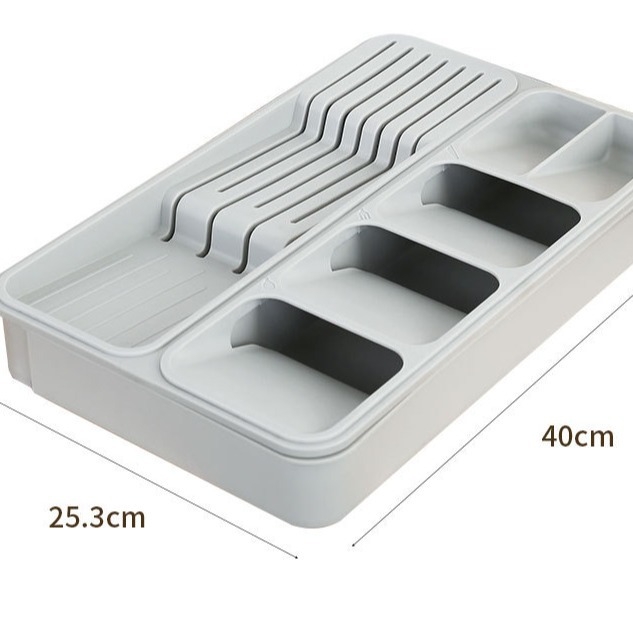 Kések és villák két az egyben szervező – PP anyag, mozgatható asztali tároló válaszfalakkal, 2024-ben piacra dobva