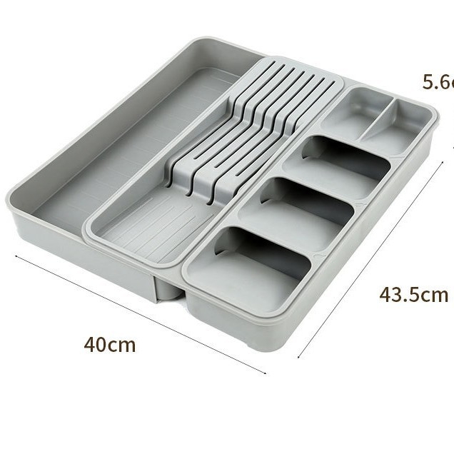 Kések és villák két az egyben szervező – PP anyag, mozgatható asztali tároló válaszfalakkal, 2024-ben piacra dobva