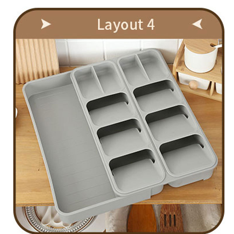 Kések és villák két az egyben szervező – PP anyag, mozgatható asztali tároló válaszfalakkal, 2024-ben piacra dobva