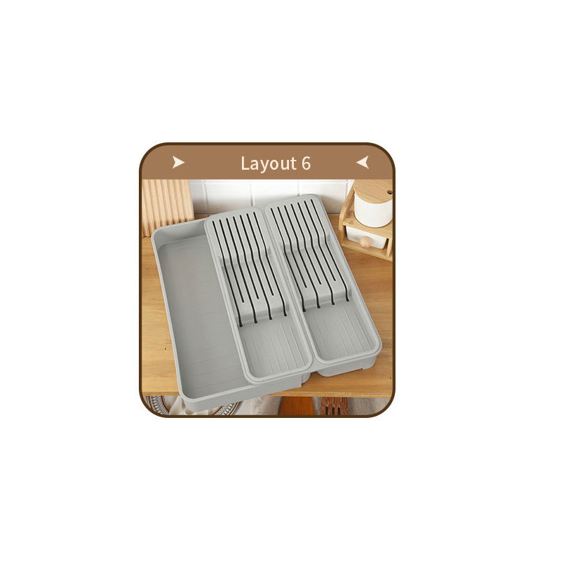 Kések és villák két az egyben szervező – PP anyag, mozgatható asztali tároló válaszfalakkal, 2024-ben piacra dobva