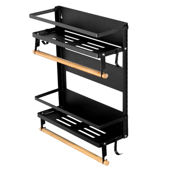 Sklopivi magnetski 3-slojevni bočni stalak za hladnjak, kuhinja, od karbonskog čelika, za začine i folije