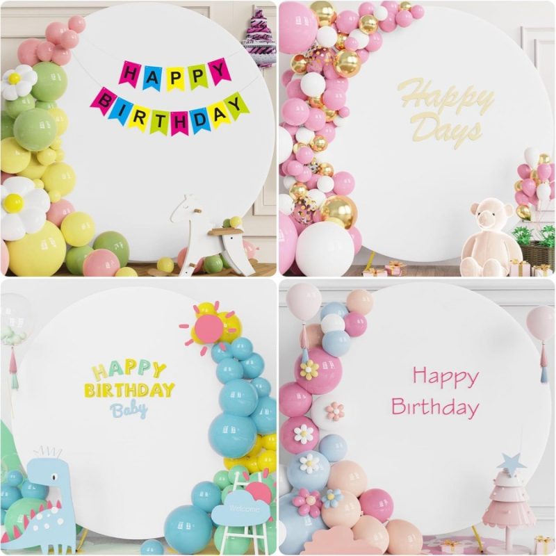 Železná svadobná oblúk sada s kruhovým pozadím z polyesteru – rekvizita na podujatia