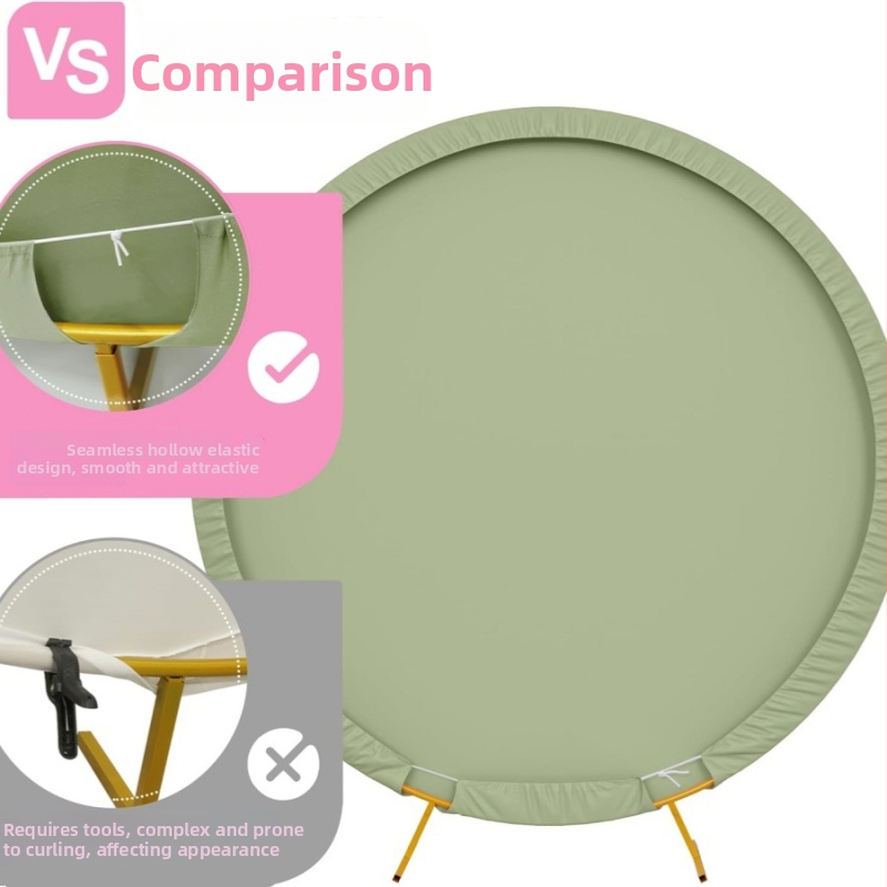 Železná svadobná oblúk sada s kruhovým pozadím z polyesteru – rekvizita na podujatia