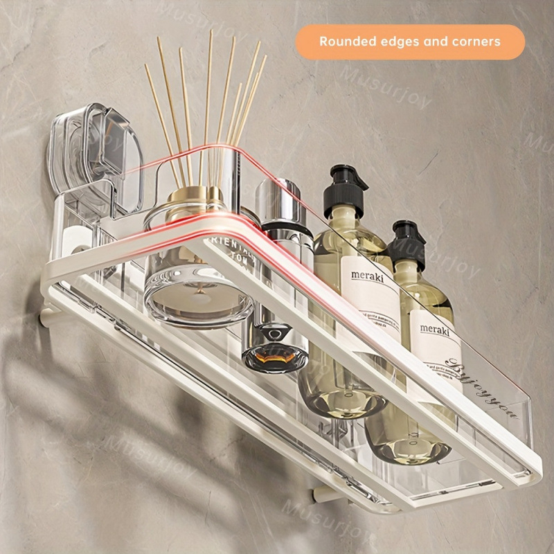 Zuhany polc falra szerelhető, fúrás nélkül, szívó rögzítés, műanyag, több mint 8 polccal, amerikai stílus