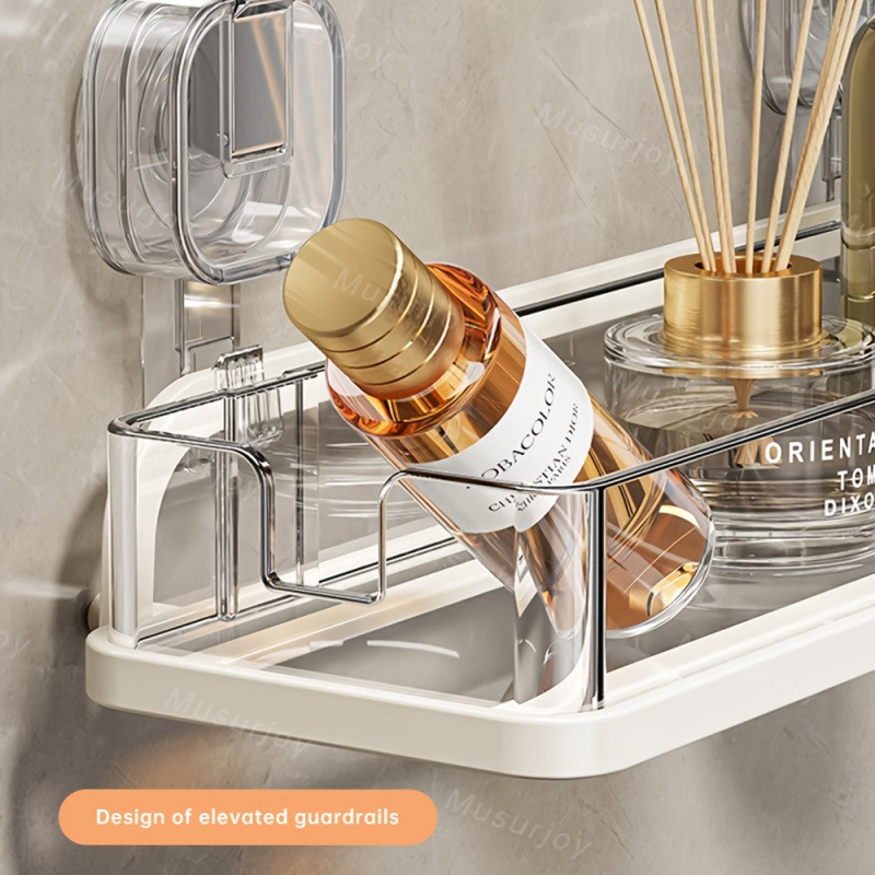 Zuhany polc falra szerelhető, fúrás nélkül, szívó rögzítés, műanyag, több mint 8 polccal, amerikai stílus