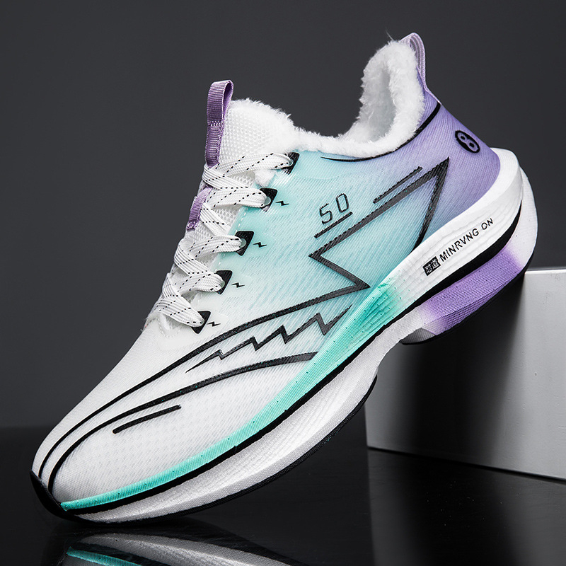 Téli futócipő karbonlemezzel, könnyű, meleg, csúszásálló, EVA talp