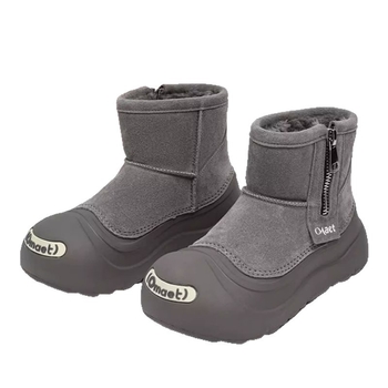 Moteriški snieginiai batai su pūkiniu pamušalu, velūro viršus, gumos padas, žemas vietos aukštis, slip-on uždarymas