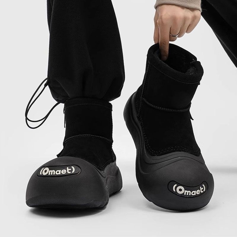 Moteriški snieginiai batai su pūkiniu pamušalu, velūro viršus, gumos padas, žemas vietos aukštis, slip-on uždarymas