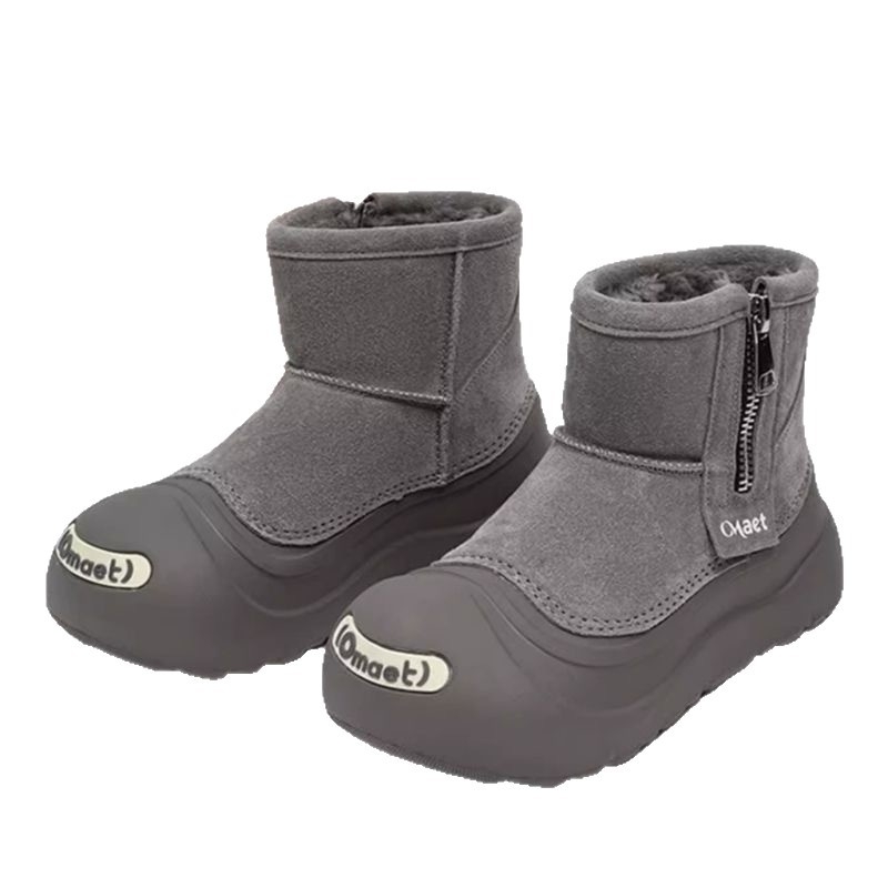 Moteriški snieginiai batai su pūkiniu pamušalu, velūro viršus, gumos padas, žemas vietos aukštis, slip-on uždarymas