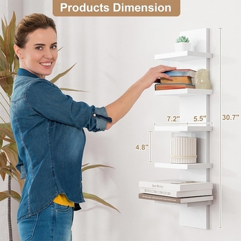 5-szintes falra szerelhető tároló polc fa-műanyag lapból – sokoldalú kijelző polc a nappaliba, konyhába, hálószobába és fürdőszobába