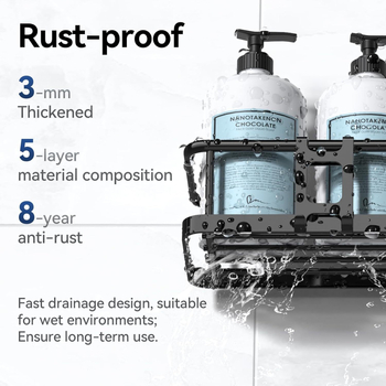 Fúrás nélküli falra szerelhető fürdőszobai tároló, hat darabos készlet, szénacélból