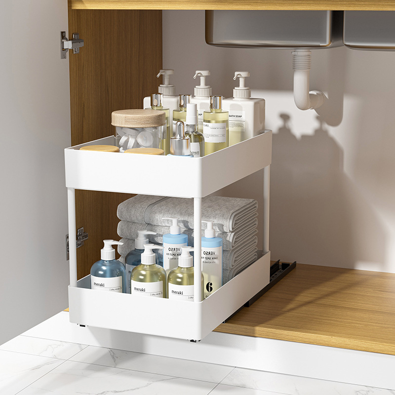 Изтеглящ се органайзер за шкаф – мултифункционален пластмасов държач за подправки и съдове, Nobel, модерен минималистичен стил, пускан през 2024 г.