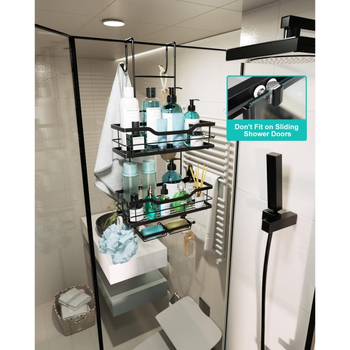 Trojúrový zavesný regál do sprchy, kov, montáž na háčikoch, pohyblivý, bez vŕtania, jednoduchý moderný štýl kúpeľne
