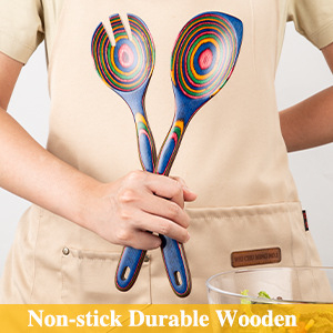 Sedemčlenný drevený set lyžíc a špachtlí s nelepivou funkciou, nepravidelný dizajn