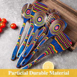 Sedemčlenný drevený set lyžíc a špachtlí s nelepivou funkciou, nepravidelný dizajn