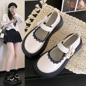 Dámske Mary Jane topánky z PU (Lolita štýl) (okrúhla špička; 3–5 cm platforma; Velcro zapínanie; nízka horná časť)