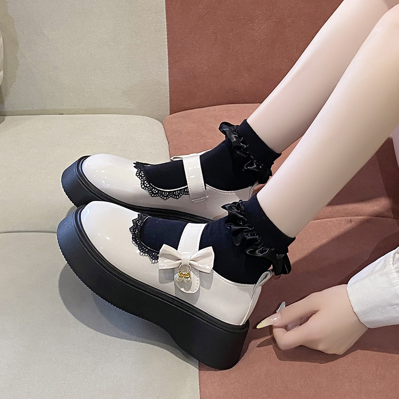 Dámske Mary Jane topánky z PU (Lolita štýl) (okrúhla špička; 3–5 cm platforma; Velcro zapínanie; nízka horná časť)