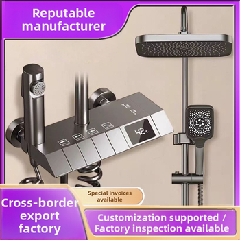 Meďový sprchový set, nástenné montáž, moderný štýl, dažďová funkcia, prevádzková teplota 10–80°C, model XM001