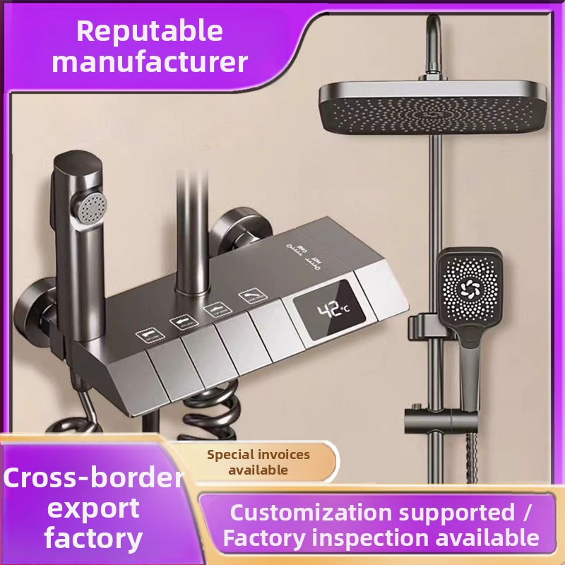 Meďový sprchový set, nástenné montáž, moderný štýl, dažďová funkcia, prevádzková teplota 10–80°C, model XM001