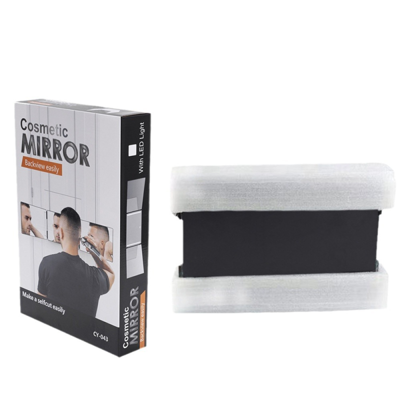 Καθρέφτης μακιγιάζ με ABS πλαίσιο, αλουμινένιο καθρέφτη, τριμερές αναδιπλούμενο σχέδιο, αναδιπλούμενη κρεμάστρα, εκτύπωση λογότυπου