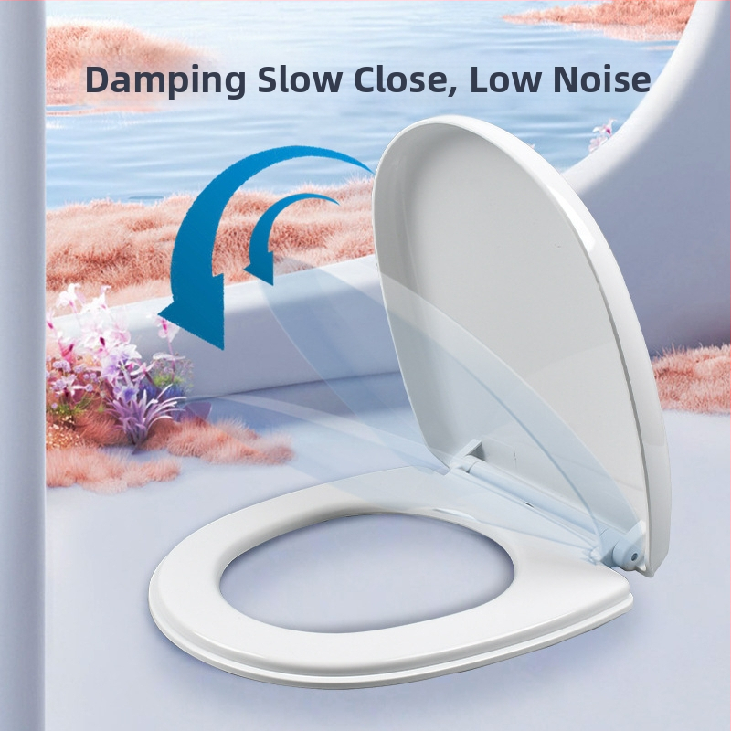 Tualetes vāciņš ar universālu atbilstību, vienklikša ātra atbrīvošana, U-veida vāciņš, dempēts lēnas aizvēršanās mehānisms, PP plāksne, caurumu attālums 11 cm, regulējami montāžas caurumi