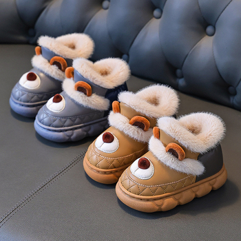 Detské zimné topánky s umelou kožou, karikatúrny vzor, plastová podrážka, slip-on, vhodné pre deti 1–12 rokov