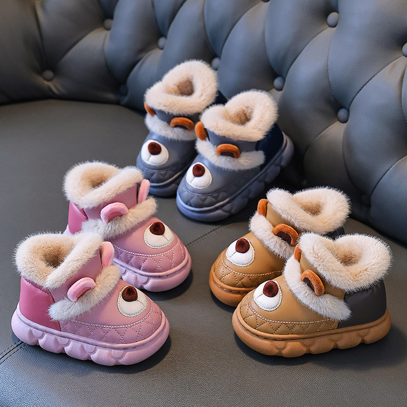 Detské zimné topánky s umelou kožou, karikatúrny vzor, plastová podrážka, slip-on, vhodné pre deti 1–12 rokov