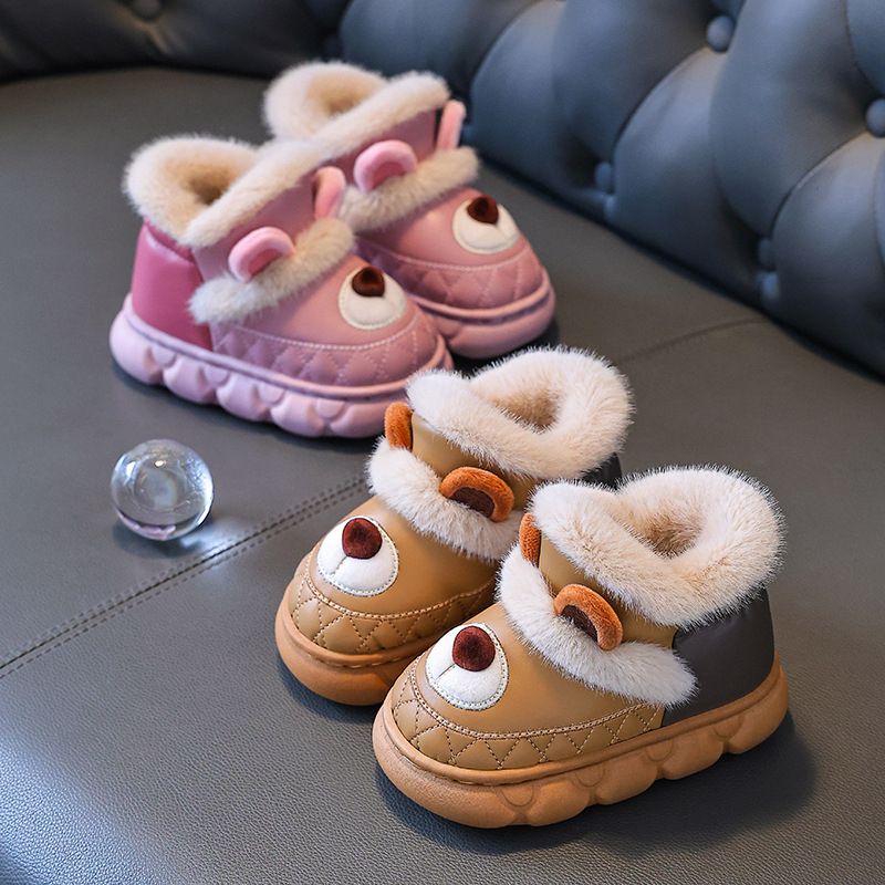 Detské zimné topánky s umelou kožou, karikatúrny vzor, plastová podrážka, slip-on, vhodné pre deti 1–12 rokov