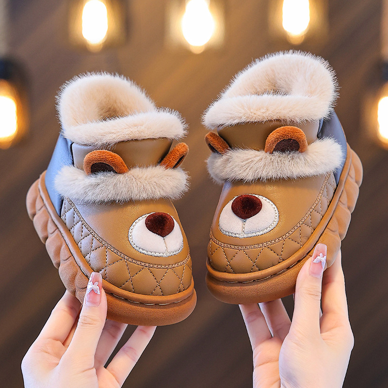 Detské zimné topánky s umelou kožou, karikatúrny vzor, plastová podrážka, slip-on, vhodné pre deti 1–12 rokov