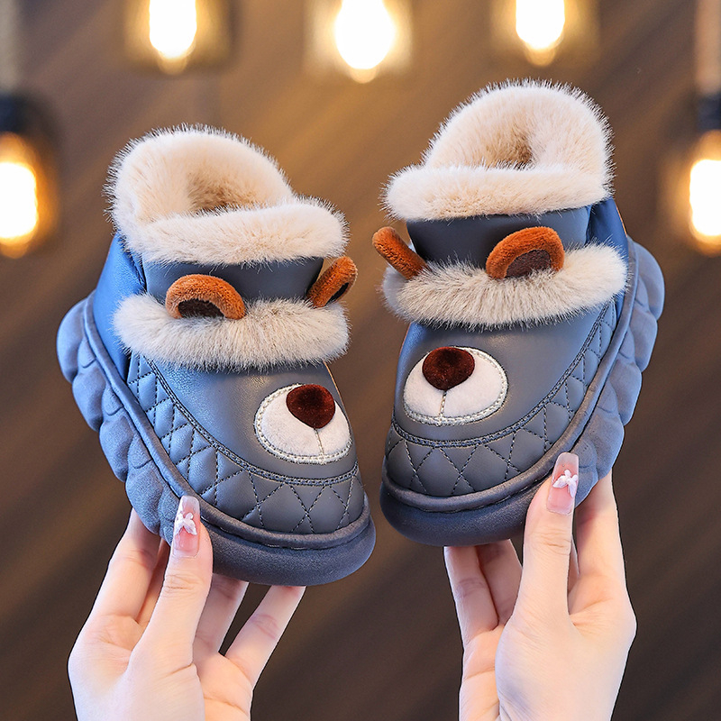 Detské zimné topánky s umelou kožou, karikatúrny vzor, plastová podrážka, slip-on, vhodné pre deti 1–12 rokov