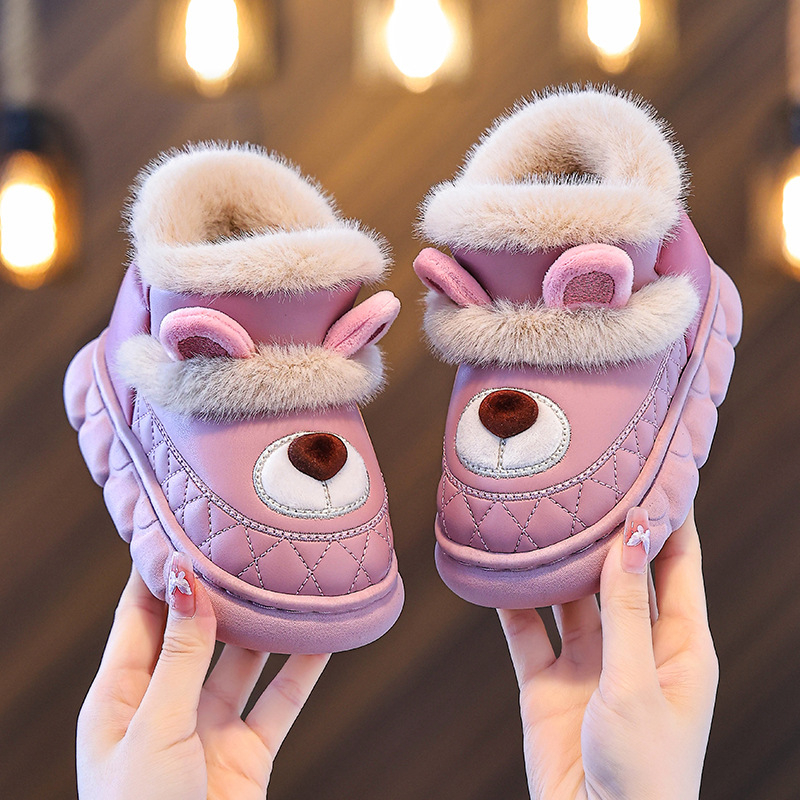 Detské zimné topánky s umelou kožou, karikatúrny vzor, plastová podrážka, slip-on, vhodné pre deti 1–12 rokov